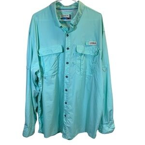 Magellan Outdoors Fish Gear Long-Sleeve Button Down Green Shirt, 2XL
